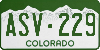 CO license plate ASV229