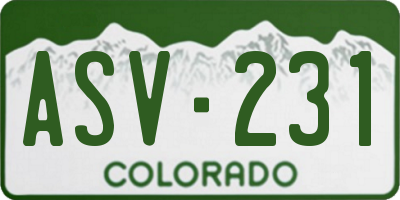CO license plate ASV231