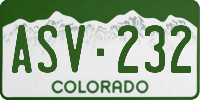 CO license plate ASV232