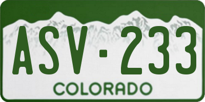 CO license plate ASV233