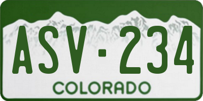 CO license plate ASV234