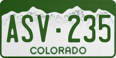 CO license plate ASV235