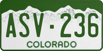 CO license plate ASV236