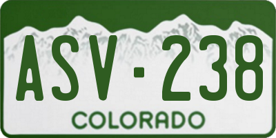 CO license plate ASV238