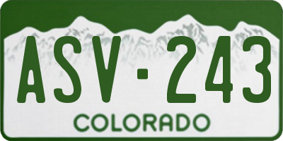 CO license plate ASV243