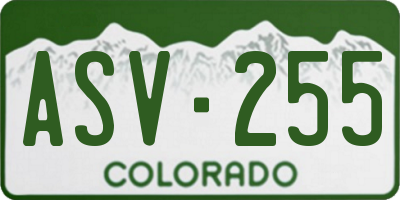 CO license plate ASV255