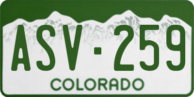 CO license plate ASV259