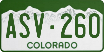 CO license plate ASV260