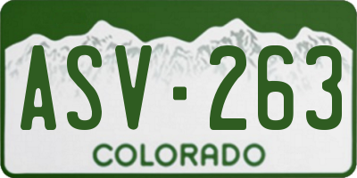 CO license plate ASV263
