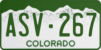 CO license plate ASV267