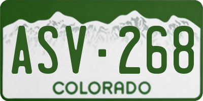 CO license plate ASV268