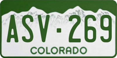CO license plate ASV269