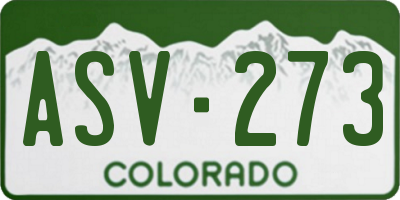CO license plate ASV273
