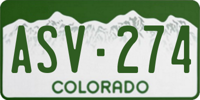 CO license plate ASV274