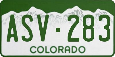 CO license plate ASV283