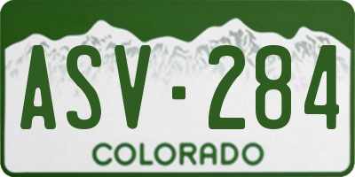 CO license plate ASV284