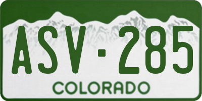 CO license plate ASV285