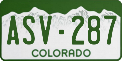 CO license plate ASV287