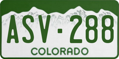 CO license plate ASV288