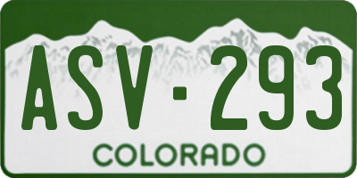 CO license plate ASV293