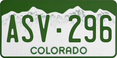 CO license plate ASV296