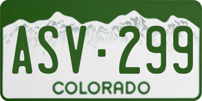 CO license plate ASV299