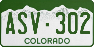 CO license plate ASV302