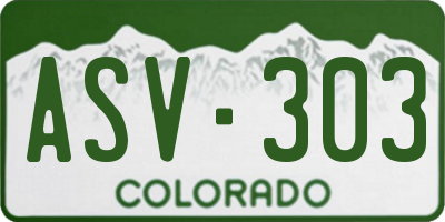 CO license plate ASV303