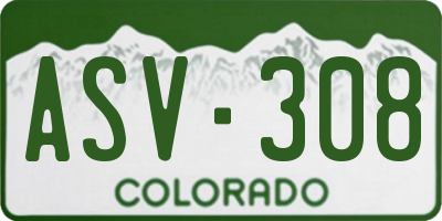 CO license plate ASV308