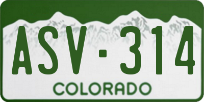 CO license plate ASV314