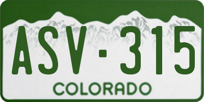 CO license plate ASV315