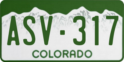 CO license plate ASV317