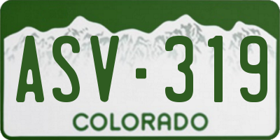 CO license plate ASV319