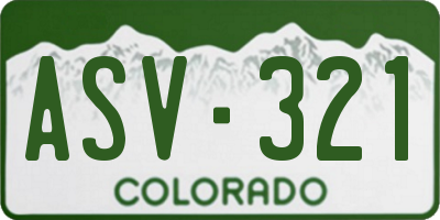 CO license plate ASV321