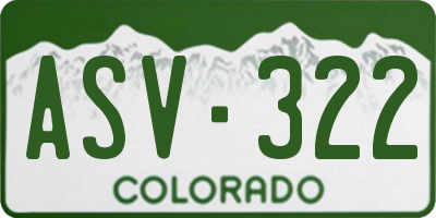 CO license plate ASV322