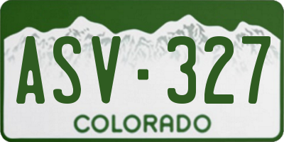 CO license plate ASV327