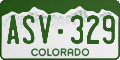 CO license plate ASV329