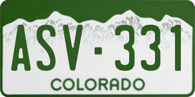 CO license plate ASV331