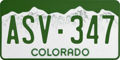 CO license plate ASV347