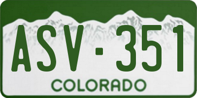 CO license plate ASV351