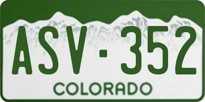 CO license plate ASV352