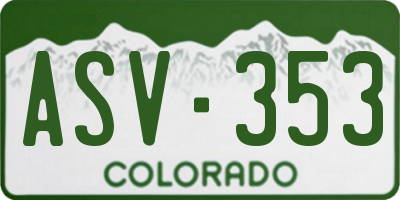 CO license plate ASV353