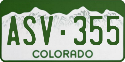 CO license plate ASV355