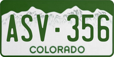 CO license plate ASV356