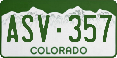 CO license plate ASV357