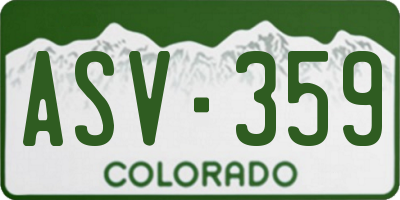 CO license plate ASV359