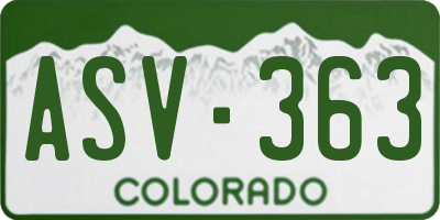 CO license plate ASV363