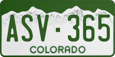 CO license plate ASV365