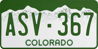 CO license plate ASV367