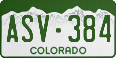 CO license plate ASV384